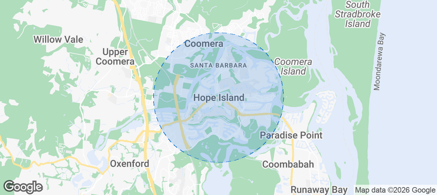 Hope Island Airbnb map